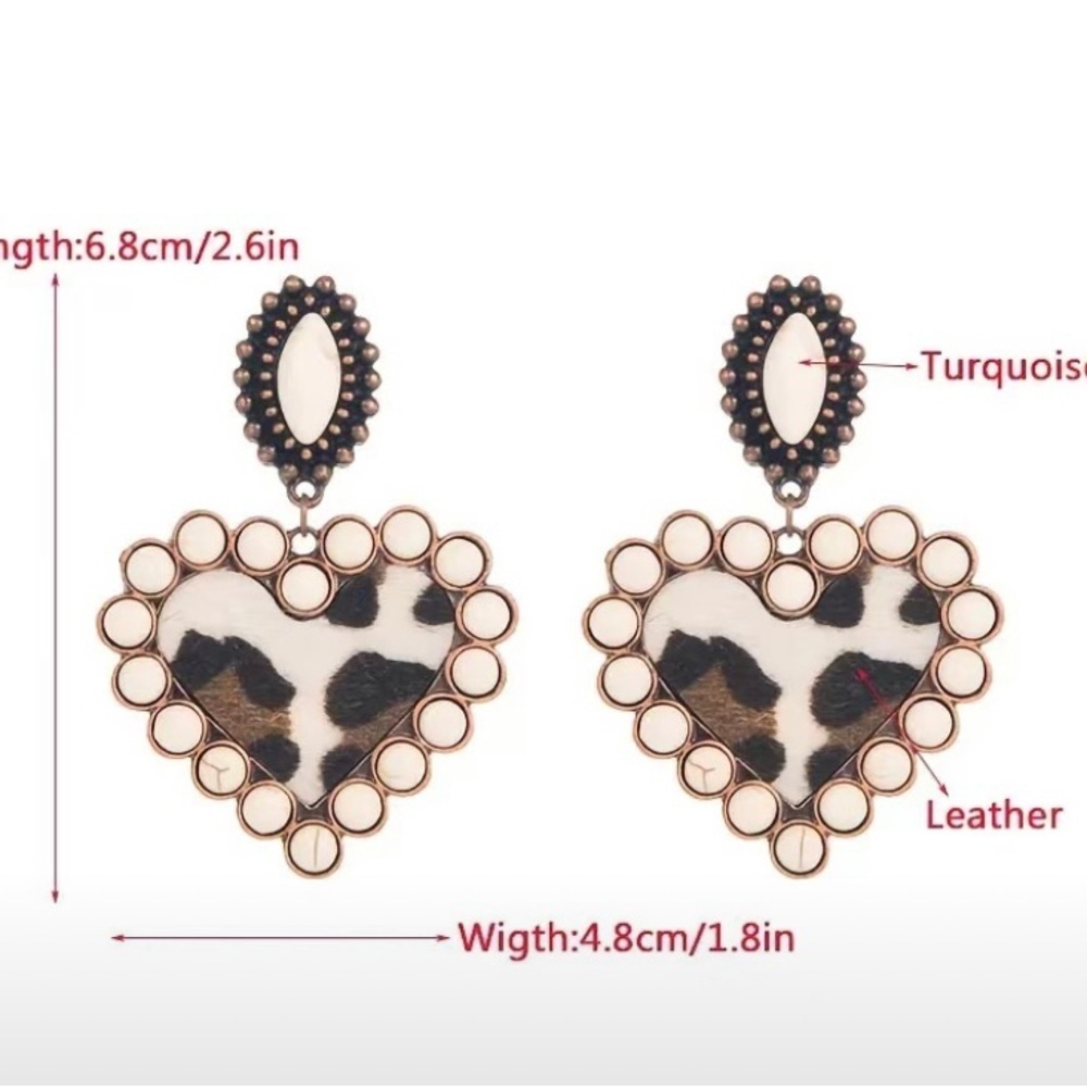 ๐๐๐3 for 12$๐๐๐Heartshaped Leopard Print Earrings - Picture 5 of 7
